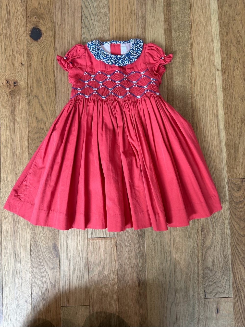 ❤️ Antoinette Paris Red Smocked Puff Sleeve Dress Girls 2T EUC